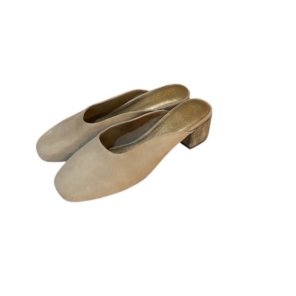 Seychelles Chorus Leather Suede Khaki/Tan Mule Heel 8 - Picture 2 of 12